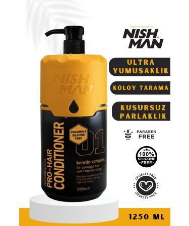 NISHMAN 01 Keratin Hair Conditioner Silicone and Paraben Free / For All Hair Types 1250 ml