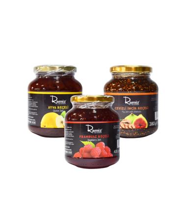 Ramiz 3 Types of Natural Jam Without Additives (Fig with Walnut - Quince - Raspberry)