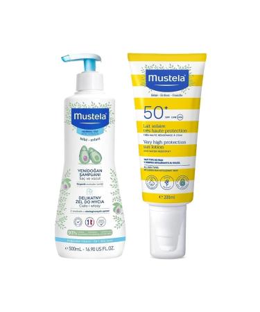 Mustela Spf 50+ Sun Lotion for the Whole Family 200 Ml + Newborn Hair and Body Shampoo 500 Ml