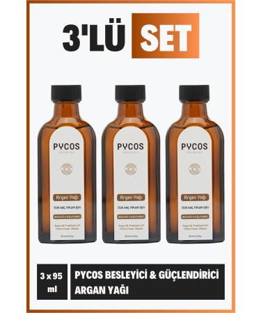 PYCOS COSMETICS Argan Oil 95 Ml Hair Growth Strengthening Anti-Breakage Softening Intensive Argan Oil 3 Pieces