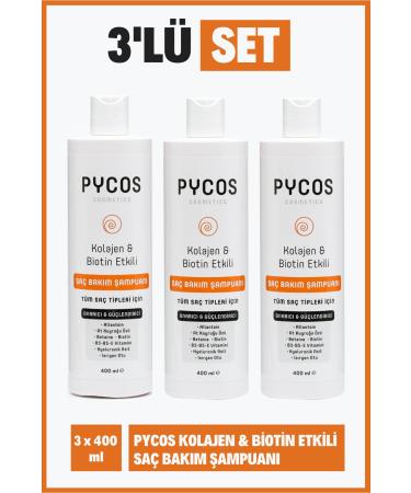 PYCOS COSMETICS Anti-Hair Loss and Anti-Dandruff Fast Hair Growth Care Shampoo 400ml 3 Pieces