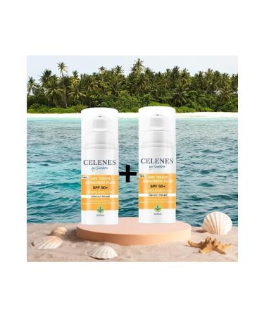 Celenes by Sweden Herbal Dry Touch High Protection Fluid 50 Spf / Sunscreen / Face and Decollete Area 2 Pieces
