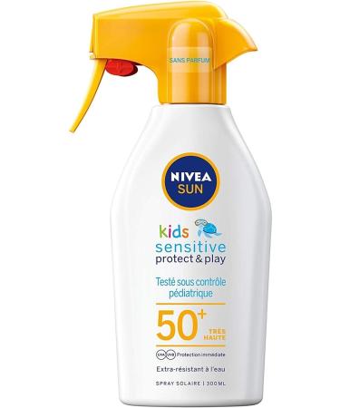 NIVEA Kids Protect&amp play Sensitive (Sensitive Sun Spray Spf50 for Children) 300ml
