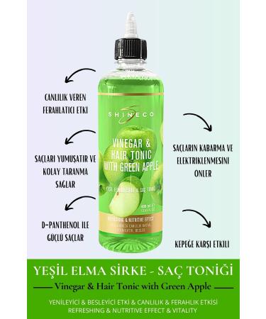 Shineco - Green Apple Vinegar & Hair Tonic 400ml - Winegar Hair Tonic With Green Apple - Buy Online on GoSupps.com