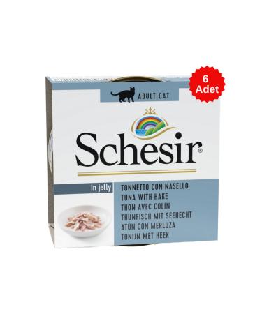 Schesir Cat Jelly Tuna and Hake Cat Canned Food 85 Gr 6 Pieces