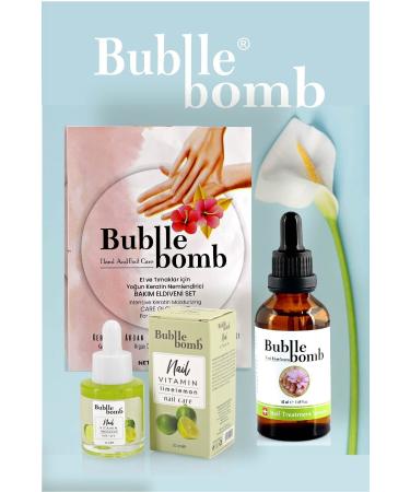 BUBBLEBOMB Hand Care Set 3 Keratin Care Gloves + Fungus Serum 50ml + Nail Care Oil Lime - Buy Online on GoSupps.com