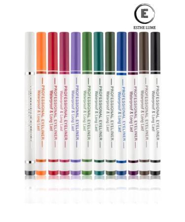 E ESTHE LUME 12 Color Pen Eyeliner Set