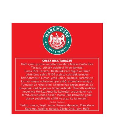 Mare Mosso Caffe Vendite Costa Rica Tarazzu Regional (GROUND OR BEANS) Filter Coffee 1 Kg. - Buy Online on GoSupps.com