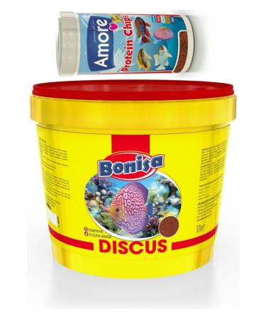 bonisa Discus 3 Kg Bucket + Amore Protein Pro Chips 250ml Box Aquarium Malawi Cichlid Fish Food