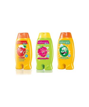 Avon 3 Pieces Naturals Kids Children's Shampoo Apple Strawberry Watermelon - 250 Ml