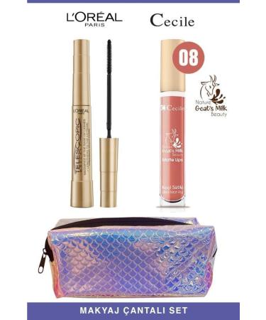 L'Oreal Paris Loreal Telescopic Instant Long Lashes-cecile Goat Milk Permanent Plumping Lipstick Set 08