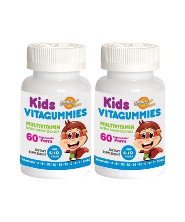 Force Nutrition Kids Vitagummies 4-10 Years Old Children's Multivitamin 2x60 Chewable Form