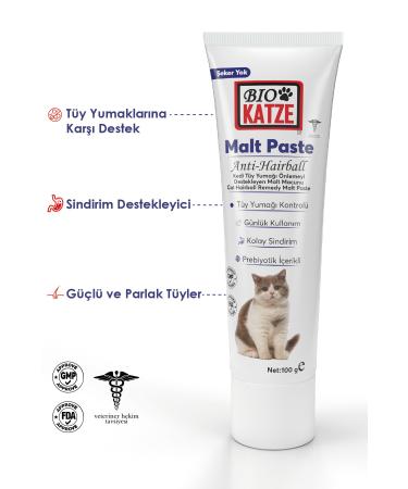 BIOKATZE Anti-hairball Malt Cat Paste 100gr (Hairball Prevention and Hair Health Support) - Buy Online on GoSupps.com