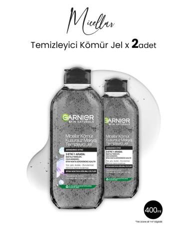 Garnier Micellar Make-Up Remover Gel Charcoal 400 ml x 2 Pcs