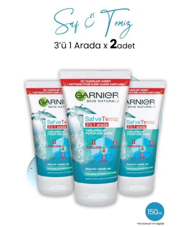 Garnier 3 in 1 Pure & Clean 150 ml x 3 Pieces