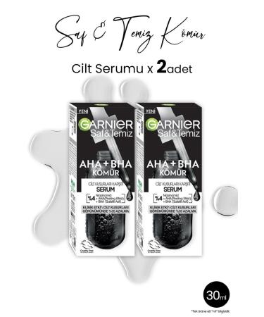 Garnier Serum Pure & Clean AHA + BHA Charcoal 30 ml x 2 pcs