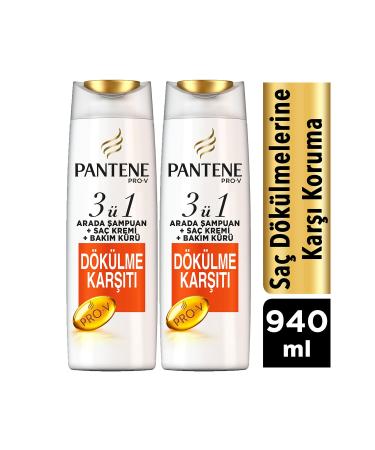 Pantene 3 in 1 Shampoo + Cream + Care Cure Effective Against Hair Loss 470 ml x 2