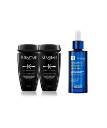 Kerastase Densifique Densite Men's Shampoo 2x250 Ml + loreal Serioxyl Stemoxydine 5% Denser Hair 90 Ml