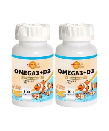 Force Nutrition Omega 3 Fish Oil Vitamin D3 2x100 Softgel Orange Flavor