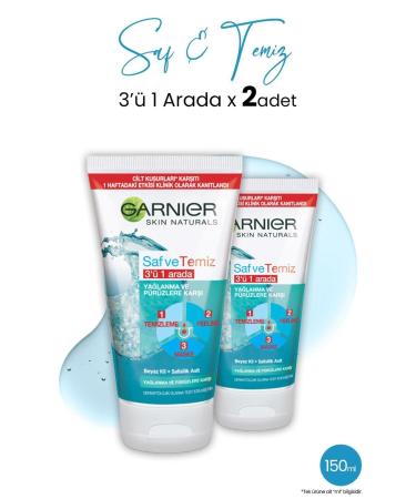 Garnier 3 in 1 Pure & Clean 150 ml x 2 Pieces