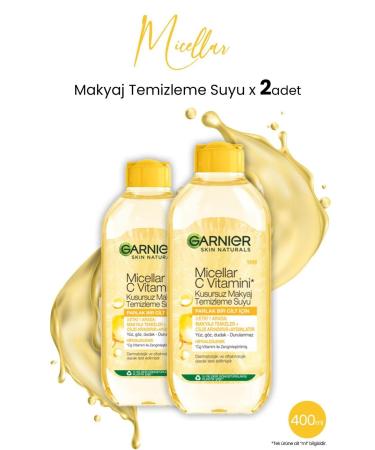 Garnier Micellar Flawless Make-Up Remover Water Vitamin C 400 ml x 2 Pcs