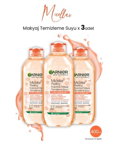 Garnier Micellar Perfect Make-Up Cleansing Water Peeling 400 ml x 3 Pieces