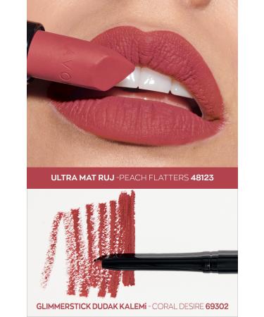 Avon Ultra Matte Lipstick Peach Flatters And Glimmerstick Lip Pencil Coral Desire Pack - Buy Online on GoSupps.com