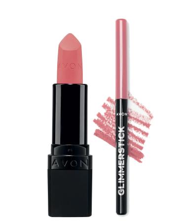 Avon Ultra Matte Lipstick Pink Passion and Glimmerstick Lip Pencil Pink Cashmere Package