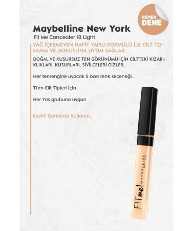 Maybelline New York Fit Me Concealer 10 Light - Buy Online on GoSupps.com