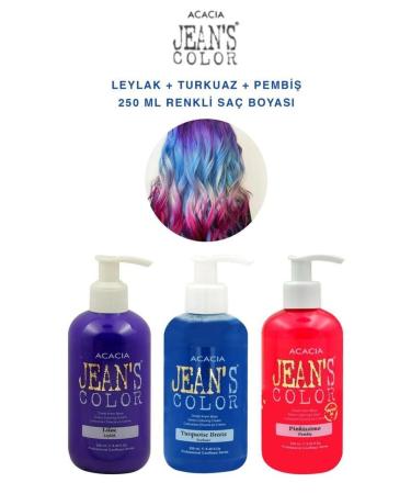Acacia Jeans Color Water Based Hair Dye Lilac-Turquoise-Pink SET