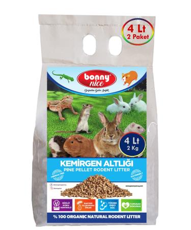 Bonny Nice Natural Pine Pellet Guinea Pig Cage Bedding 2 Kg 4 L (2 Pack)