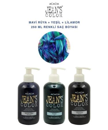Acacia Jeans Color Water Based Hair Dye Blue Riya-Green-Lilamor SET