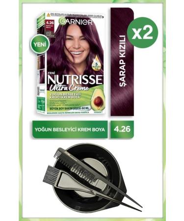 Garnier Nutrisse Ultra Cream Hair Dye 4.26 EGGPLANT PURPLE X2 DYEING SET