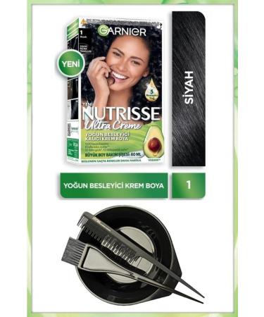 Garnier Nutrisse Ultra Cream Hair Dye 1 BLACK DYEING SET