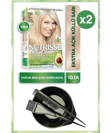 Garnier Nutrisse Ultra Cream Hair Dye 10.1A EXTRA LIGHT ASH X2 DYEING SET