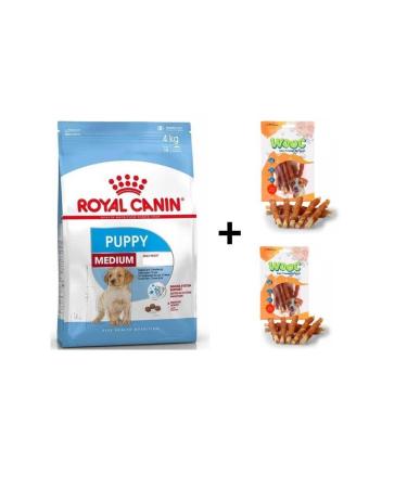 Royal Canin Medium Breed Puppy Dry Dog Food 4 kg + 2 Wooc Reward 80 Gr