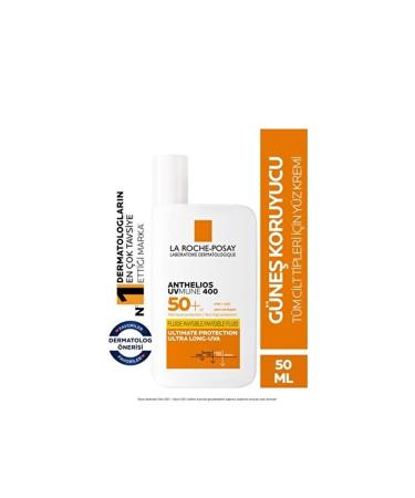 La Roche Posay Anthelios UVmune Fluid - Light Fluid Texture SPF 50+ Face Sun Cream for All Skin Types 50 ml