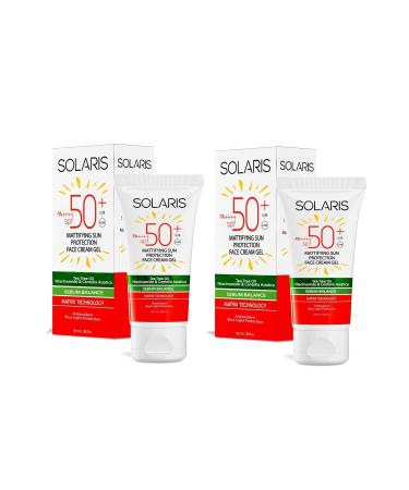 SOLARIS Matte Finish Anti-Aging Gel Sun Cream for Oily Skin Types Spf 50 (50 ML) X 2 Pieces - Buy Online on GoSupps.com