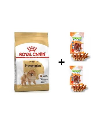 Royal Canin Pomeranian Adult Dog Food 3kg + 2 Wooc Rewards 80 Gr
