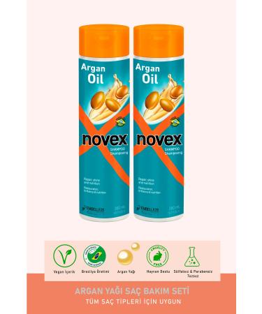 NOVEX Argan Oil - Repairing Shampoo for Damaged and Processed Hair 300ml X 2 Pieces -