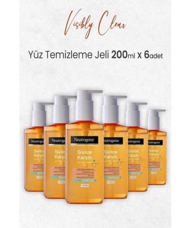 Neutrogena Visibly Clear Anti-Acne Oil-Free Facial Cleansing Gel 200 Ml x 6 Pieces