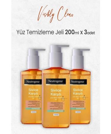 Neutrogena Visibly Clear Anti-Acne Oil-Free Facial Cleansing Gel 200 Ml x 3 Pieces