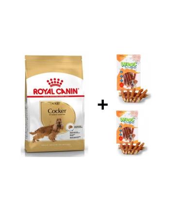 Royal Canin Cocker Adult Dog Food 3 kg + 2 Wooc Reward 80 Gr