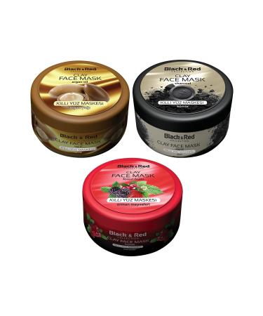 Black Red Natural Clay Mask Argan Coal Forest Fruit 400 gr x 3