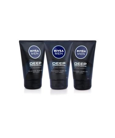 NIVEA Men Deep Dimension Face & Beard Cleansing Gel 100 ml 3-Pack Advantage Pack