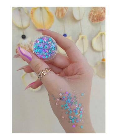 hbtasarim Glitter Gel Eyeshadow Silvery Eyeshadow Blue Stars - Buy Online on GoSupps.com