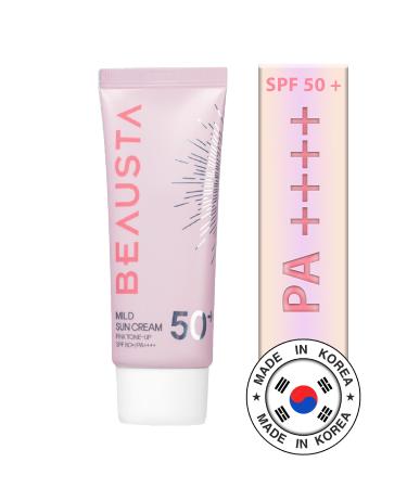 BEAUSTA Mild Sun Pink Tone-up Sun Cream Spf50 /pa 50 ml for Spotless and Oily Skin Tone Equalizer
