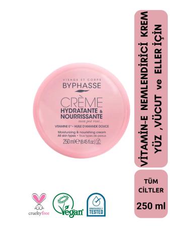BYPHASSE Vitamin-E Moisturizing Cream for Face Body and Hands 250ml