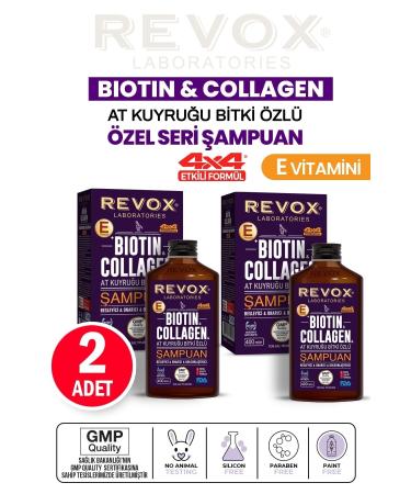 Revox Biotin Collagen Horsetail Plant Extract Anti-Hair Loss Fast Growth Plumping Shampoo 2 Pieces