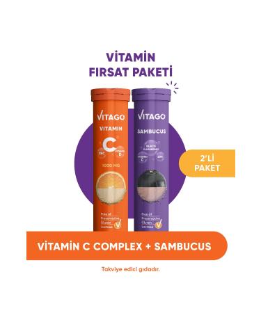 Vitago 2-pack- Vitamin C+sambucus 20-pack Effervescent Tablets